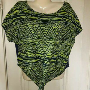 PINK ROSE GREEN/NAVY‎ TIE FRONT TOP XL-EUC